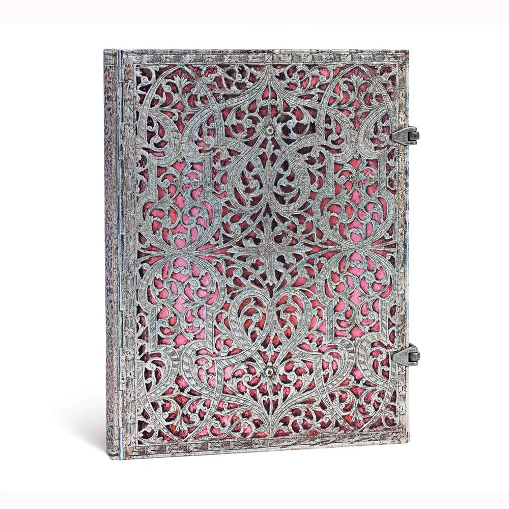 NEW paperblanks Silver Filigree and Pink Acid-Free Sustainable Lined Notebook